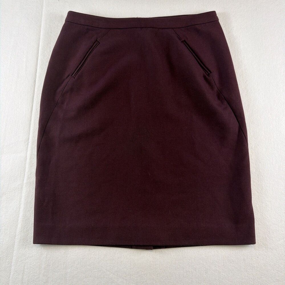 LOFT Petite Skirt 0P Maroon Straight High Rise Professional Career Lined Solid